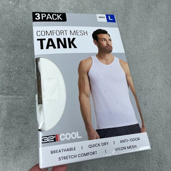 3-Pack Mens Comfort Mesh Tank Top White Size Large a0673 - Picture 1 of 4